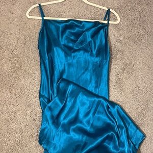 bebe Teal Satin Midi Dress